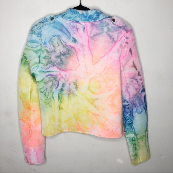 RARE UNIF I Dye Rainbow Neoprene Moto Jacket - Picture 6 of 16
